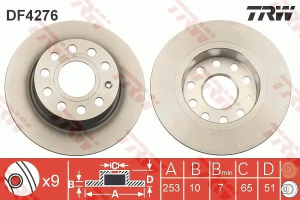 Tarcza hamulcowa TRW DF4276 1K0615601K Premium
