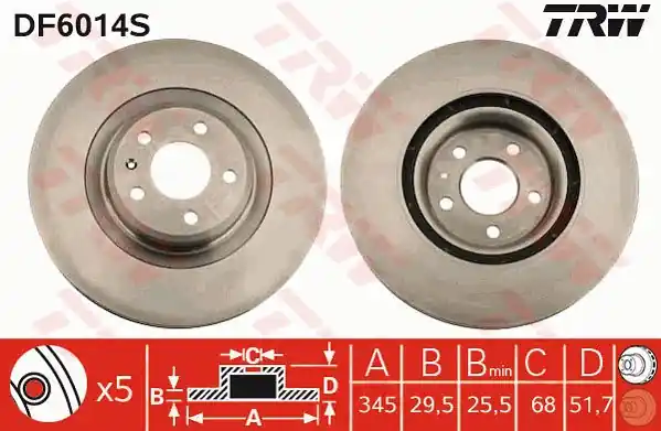 Tarcza hamulcowa TRW DF6014S 8K0615301K Bezpieczna płatność