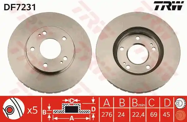 Ograniczona ilość Tarcza hamulcowa TRW DF7231 MR449817